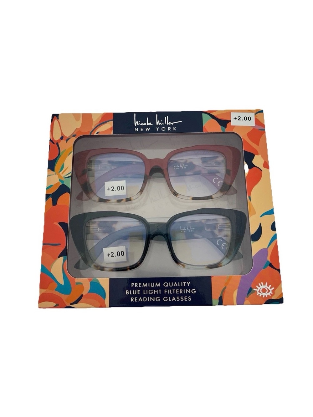 Nicole Miller NewYork 2 Pairs  Glasses  Blue Light Filtering +2.00